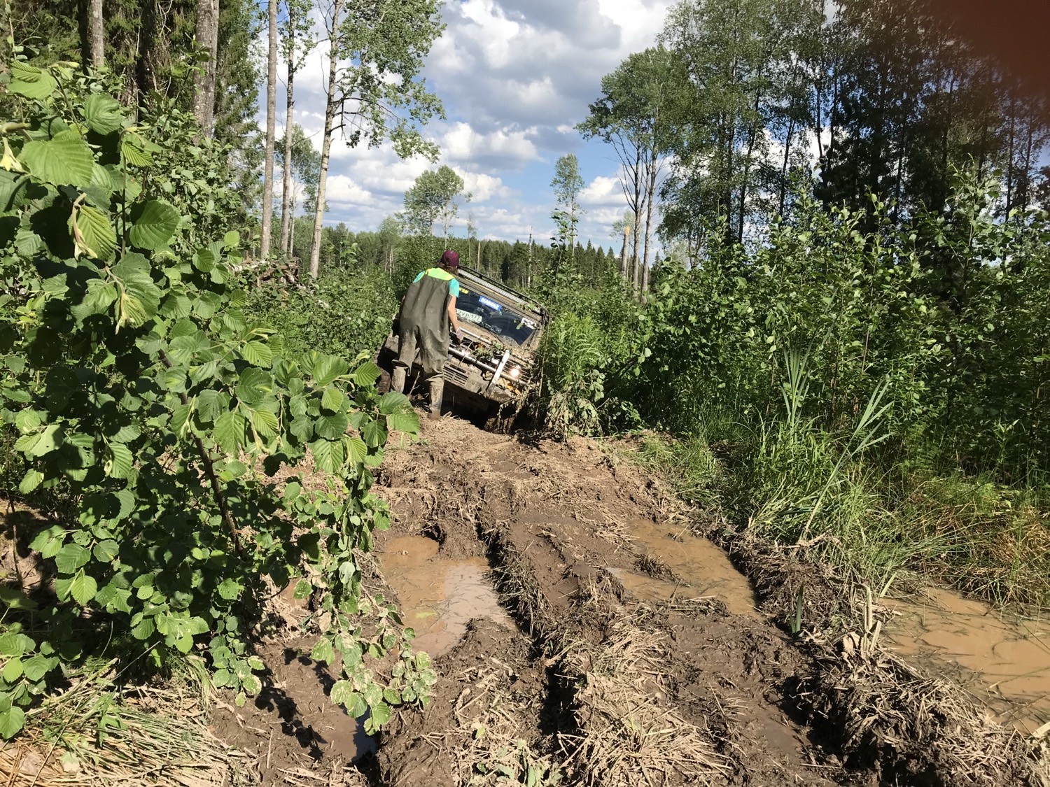G-Class преодолевает бездорожье в лесу